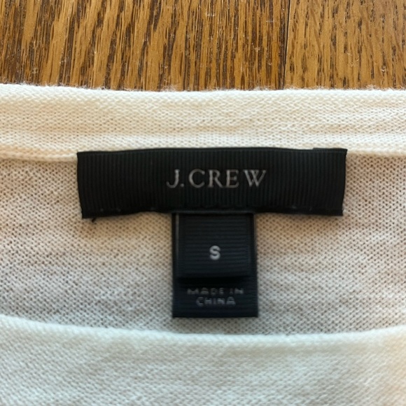 J. Crew Zip Shoulder Cream Ivory Merino Wool Thin Sweater Sz S Wardrobe Staple - Picture 9 of 9